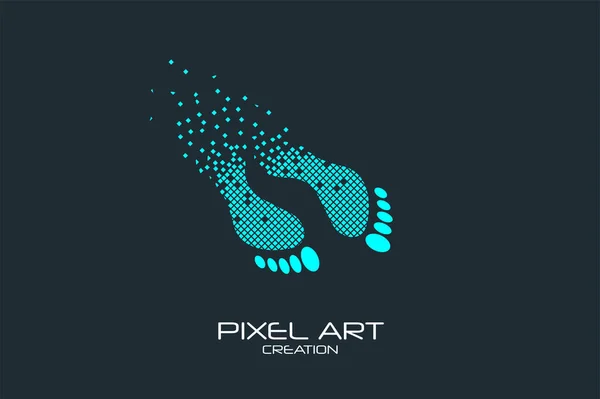 A mezítlábas logó pixelművészete. — Stock Vector