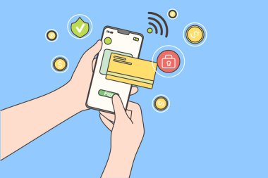 Çevrimiçi ödeme, teknoloji, alışveriş, cep telefonu kavramı