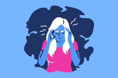 Depresyon, yorgunluk, zihinsel stres, hüsran, apin, ağrı, konsept.
