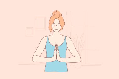 Spor, yoga, dinlenme, koronavirüs, karantina, meditasyon konsepti