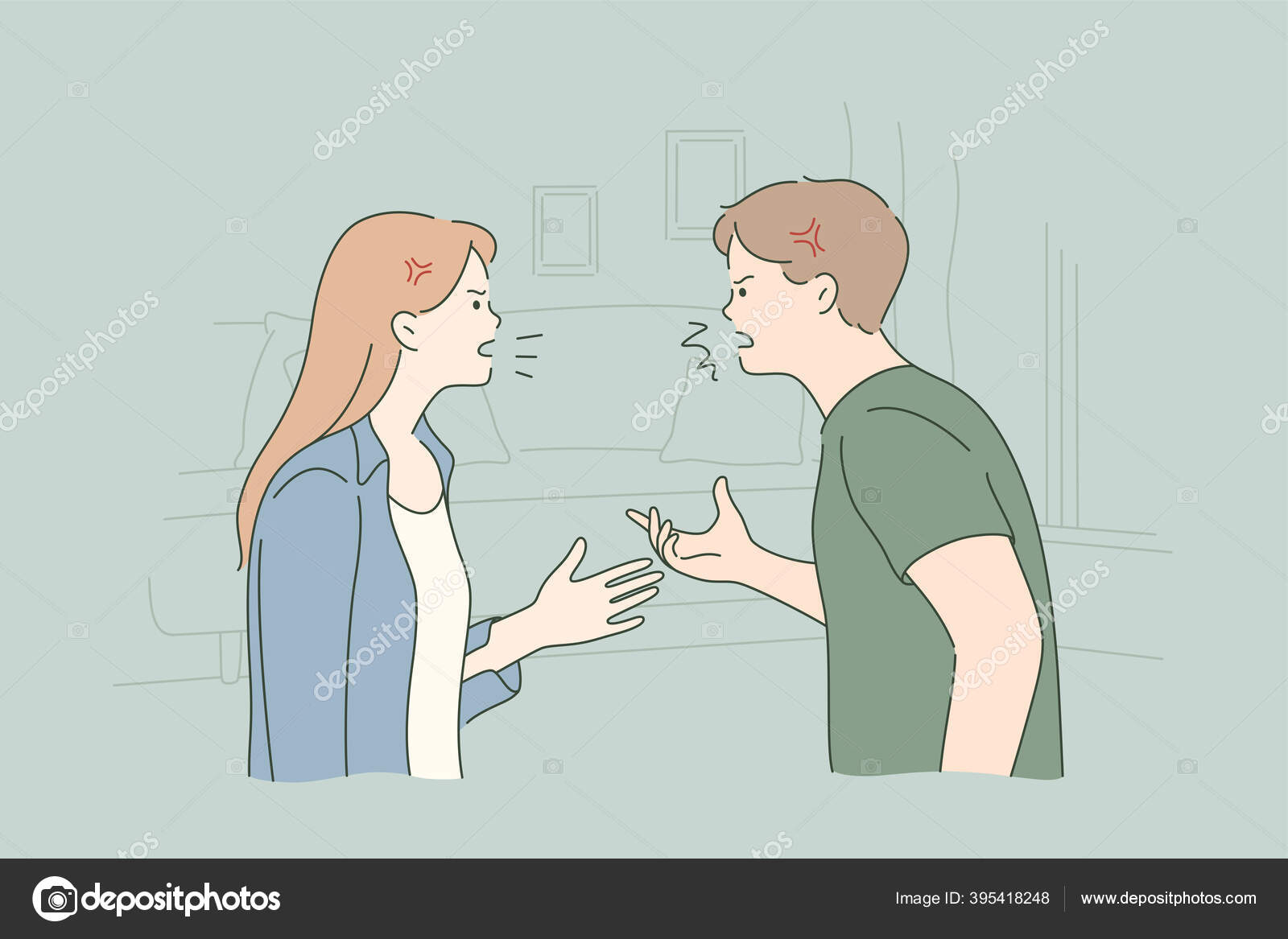 夫妻、争吵、信任、离婚、压力概念图库矢量图©little_prince 395418248, image size:1600x1167