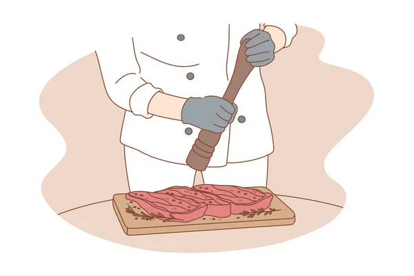 Кулінарія, робота, приготування, концепція їжі — стоковий вектор