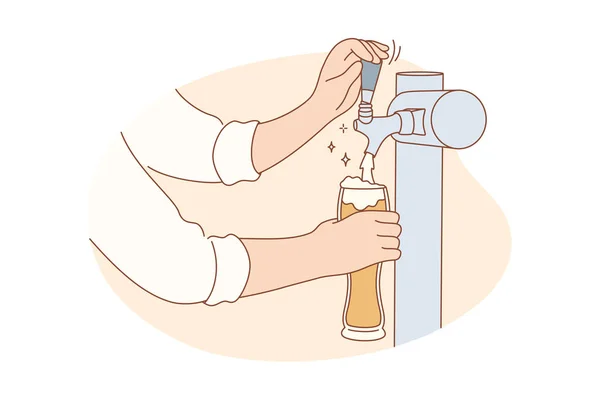 Bebida, vida nocturna, alcohol, trabajo, concepto de trabajo — Vector de stock