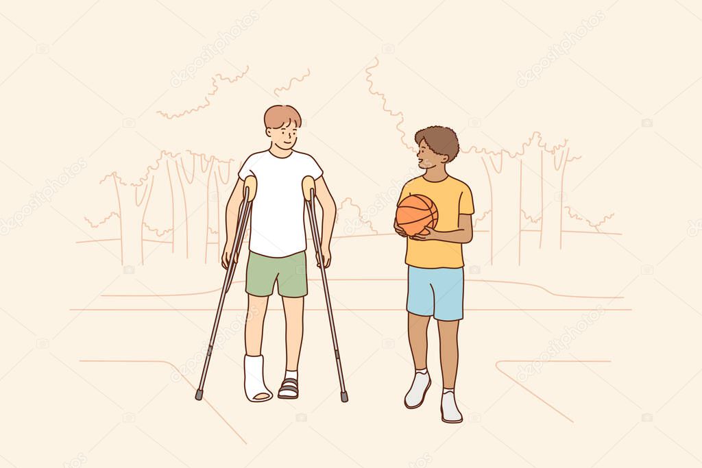 Health, care, sport, basketball, friendship, childhood concept