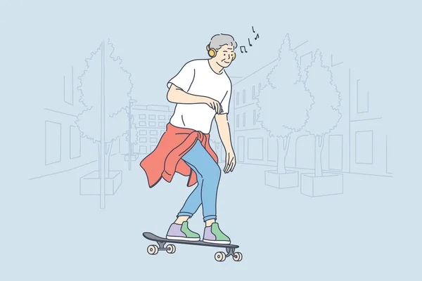 Skateboard, sport, loisirs, concept de passe-temps — Image vectorielle