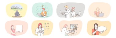 Başarı, iş, toplantı, ortaklık, beyin fırtınası, meditasyon, iletişim, takım çalışması kavramı