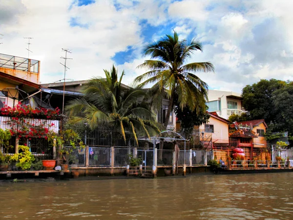 Casas Río Chao Phraya Bangkok —  Fotos de Stock