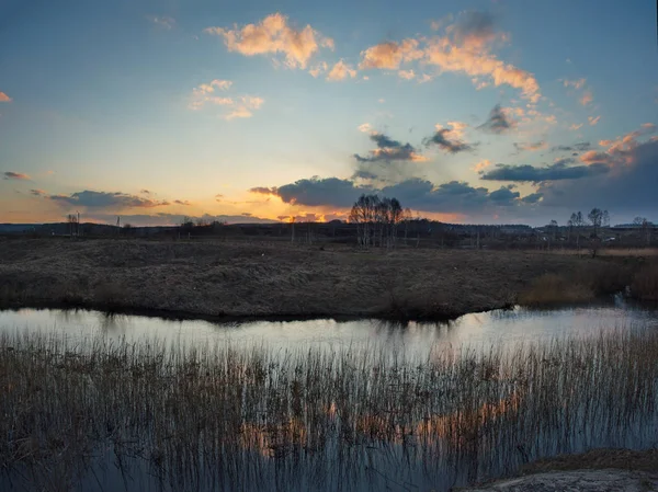 Rusia Sur Siberia Occidental Atardecer Principios Primavera Montaña Shoria —  Fotos de Stock