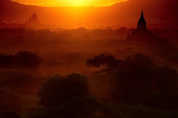 Myanmar Pôr Sol Reino Bagan — Fotografia de Stock