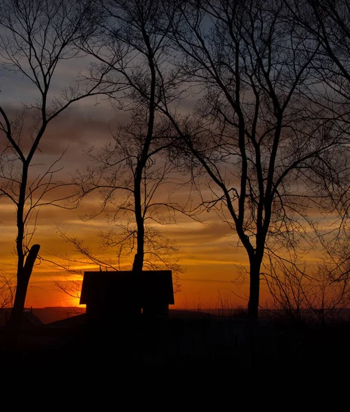 Ryssland Söder Västra Sibirien Kvällen Sunset Tidigt Våren Berget Shoria — Stockfoto