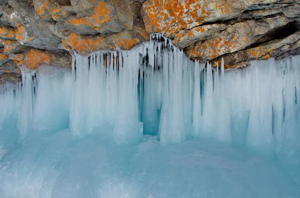 Rusya Doğu Sibirya Baykal Gölü Buz Mağaraları Olkhon Adanın Küçük — Stok fotoğraf