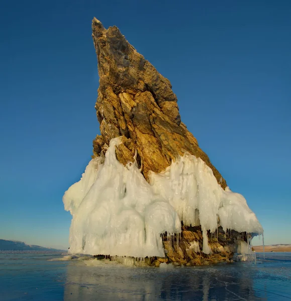 Russia Siberia Orientale Bellezza Unica Ghiaccio Trasparente Del Lago Baikal — Foto Stock