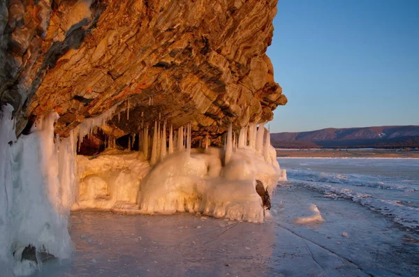 Tramonto Ghiaccio Del Lago Baikal — Foto Stock