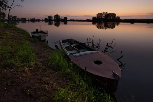 Rusia Siberia Occidental Puesta Sol Verano Río Cerca Del Pueblo —  Fotos de Stock