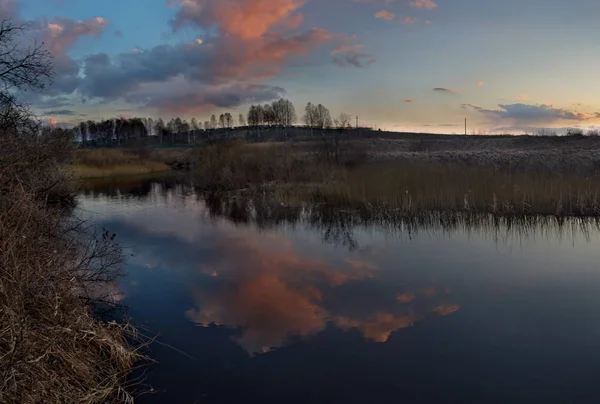 Rusland Vurige Zonsondergang Siberische Lake — Stockfoto