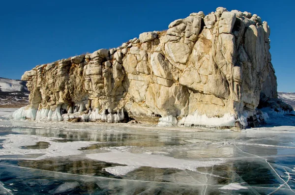 俄罗斯 东西伯利亚 贝加尔湖奇特的冰流 — 图库照片