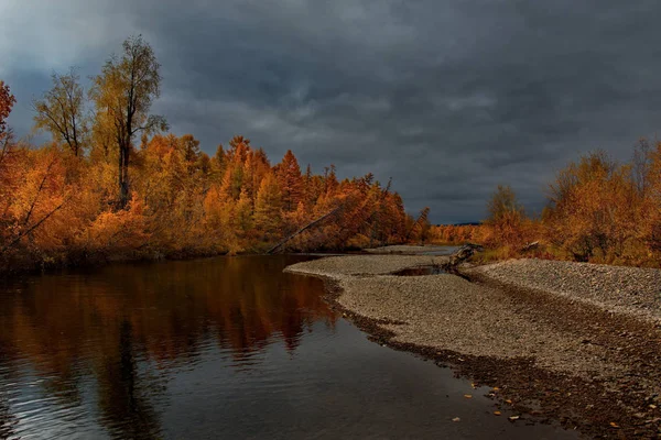 Russie Extrême Orient Les Couleurs Automne Sont Les Rivières Eau — Photo