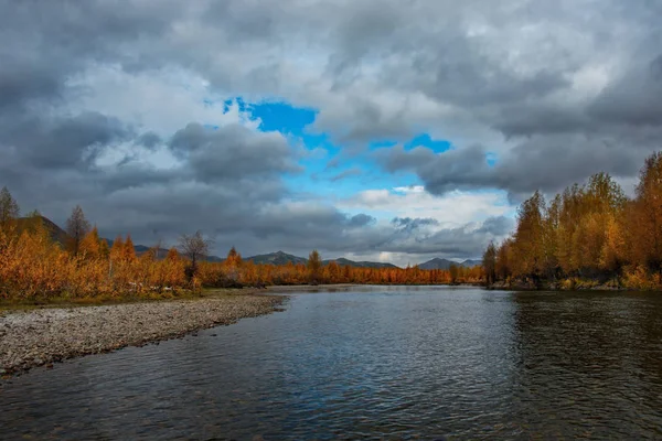 Росія Далекий Схід Осінні Барви Холодного Річок Магаданський — стокове фото