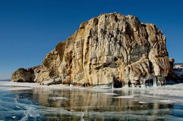 Russie Sibérie Orientale Beauté Unique Glace Transparente Lac Baïkal — Photo