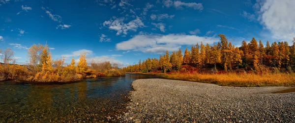 Russia. far East. The colours of autumn are cold-water rivers of Magadan.