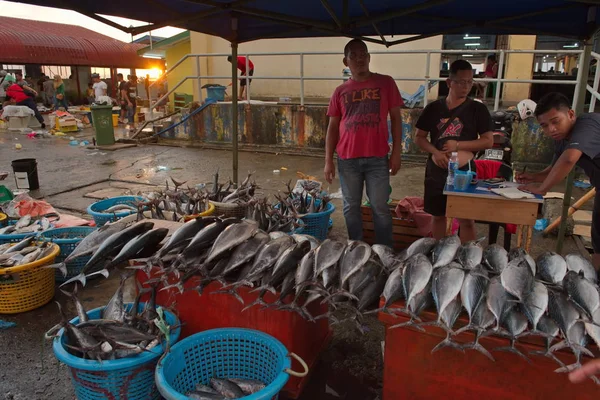 Sandakan Malásia 2018 Mercado Peixe Oceano Pacífico Todos Dias Antes — Fotografia de Stock