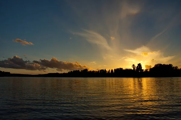 Rússia República Carélia Pôr Sol Outono Ladoga Costa Noroeste Lago — Fotografia de Stock