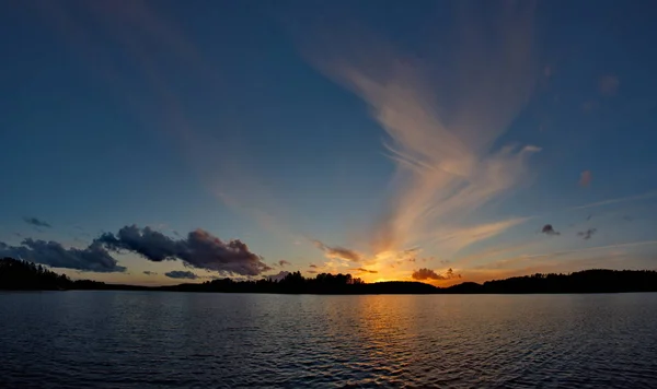 Rússia República Carélia Pôr Sol Outono Ladoga Costa Noroeste Lago — Fotografia de Stock