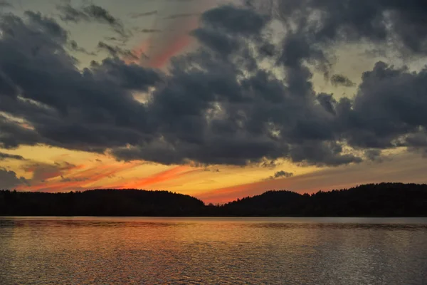 Rússia República Carélia Pôr Sol Outono Ladoga Costa Noroeste Lago — Fotografia de Stock