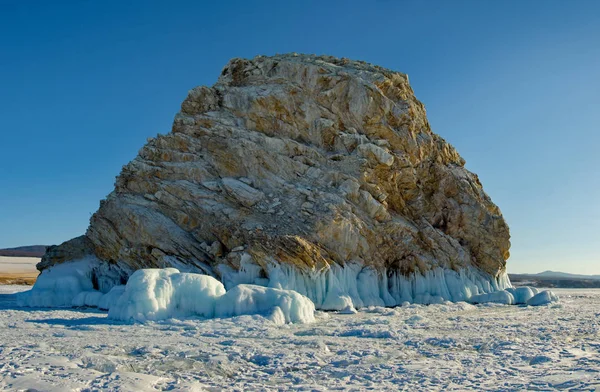 Russie Sibérie Orientale Fin Hiver Sur Île Olkhon Lac Baïkal — Photo