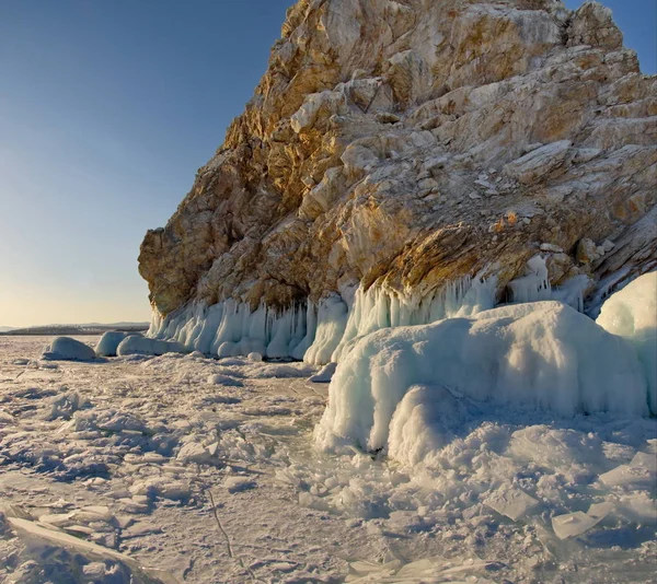 Rússia Sibéria Oriental Fim Inverno Ilha Olkhon Lago Baikal — Fotografia de Stock