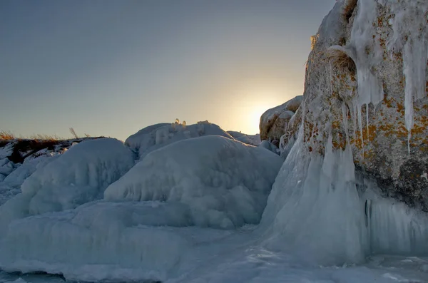 Rússia Sibéria Oriental Fim Inverno Ilha Olkhon Lago Baikal — Fotografia de Stock