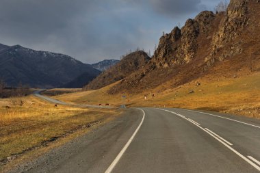 Rusya. dağ Altay. Chui karayolu Sibirya'nın en güzel Federal karayolu olarak kabul edilir.