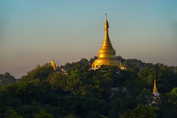 Myanmar Vue Des Temples Bouddhistes Depuis Une Pagode Ponya Shin — Photo