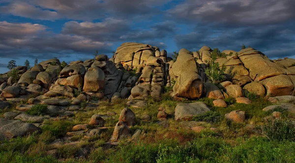 Kazajstán Oriental Pintoresco Atardecer Parque Natural Montaña Bayanaul Edad Los — Foto de Stock