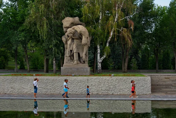 Volgogrado Rusia Agosto 2018 Monumento Histórico Del Mamayev Kurgan Esculturas — Foto de Stock