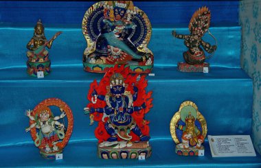 Ulaanbaatar. Mongolia. June 08, 2015. Exhibits of the Palace of the last Emperor Bogdo-gegen VIII. Sculptures of Buddhist Gods. Currently, the Palace houses a Museum dedicated to the Emperor. clipart