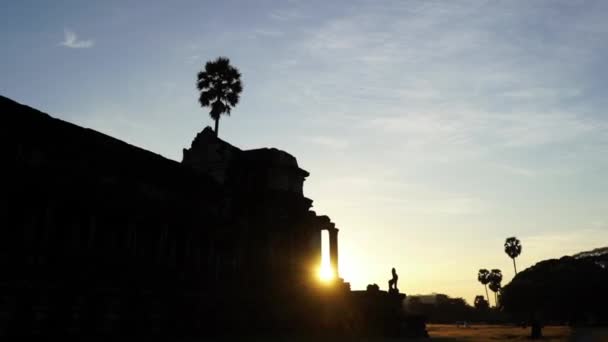 Pôr Sol Templo Angkor Wat Camboja — Vídeo de Stock