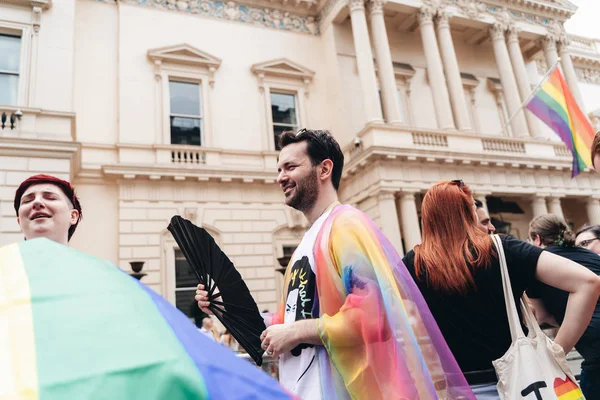 Londres Reino Unido 2019 Personas Con Banderas Pancartas Celebrando London — Foto de Stock