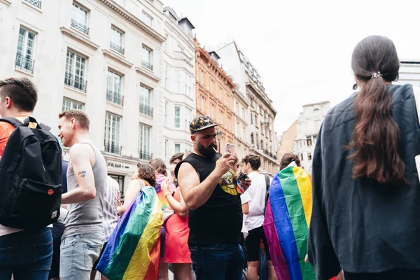 Londres Reino Unido 2019 Personas Con Banderas Pancartas Celebrando London — Foto de Stock