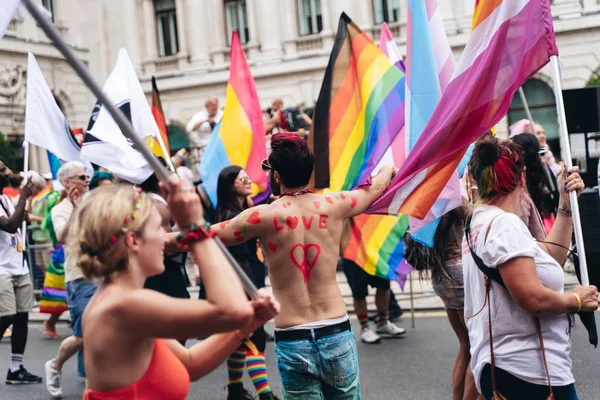 London 2019 People Flags Banners Celebrating London Pride Parade — Stock Photo, Image