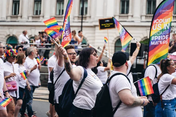 Londres Reino Unido 2019 Gente Que Celebra Desfile Del Orgullo —  Fotos de Stock