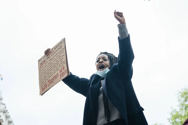 Londýn 2020 Black Lives Matter Protest Během Uzamčení Koronavirové Pandemie — Stock fotografie