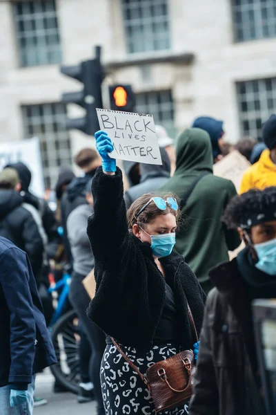 London Egyesült Királyság 2020 Black Lives Matter Tiltakozás Zárlat Alatt — Stock Fotó