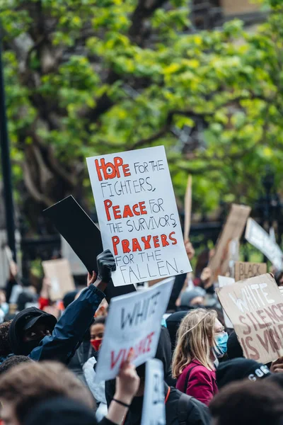 London Egyesült Királyság 2020 Black Lives Matter Tiltakozás Zárlat Alatt — Stock Fotó