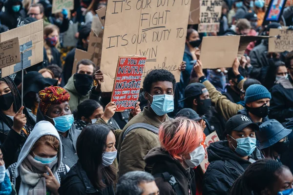 London Egyesült Királyság 2020 Black Lives Matter Tiltakozás Zárlat Alatt — Stock Fotó