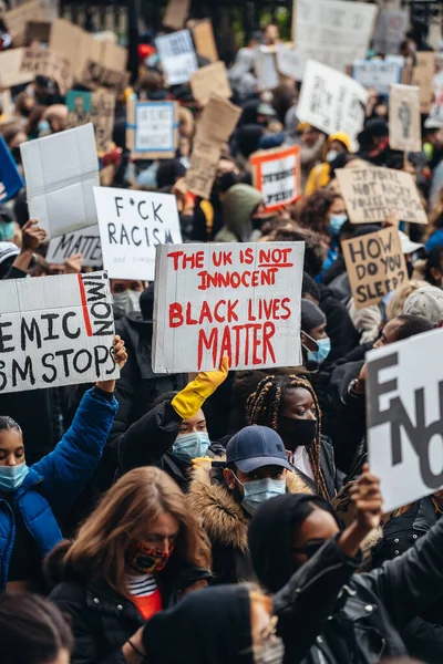 Londres Reino Unido 2020 Protesta Black Lives Matter Durante Pandemia — Foto de Stock