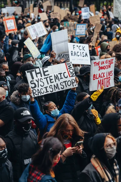 Londres Reino Unido 2020 Protesta Black Lives Matter Durante Pandemia — Foto de Stock