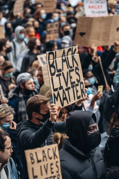 Londyn 2020 Protest Przeciwko Black Lives Matter Podczas Pandemii Koronawirusowej — Zdjęcie stockowe