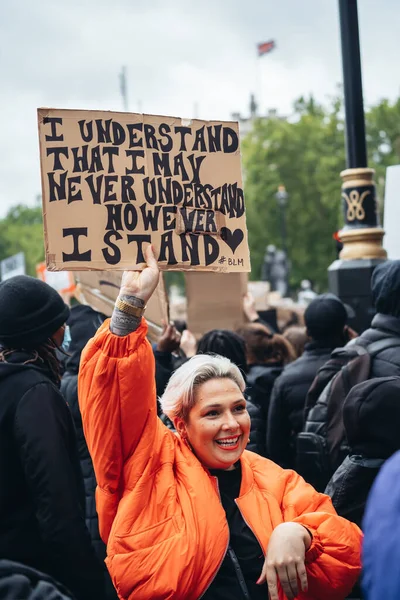 Londres Reino Unido 2020 Protesta Black Lives Matter Durante Pandemia —  Fotos de Stock