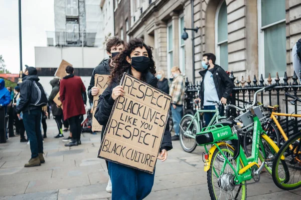 London Egyesült Királyság 2020 Black Lives Matter Tiltakozás Zárlat Alatt — Stock Fotó